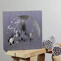 13.75" Glittered Winter Woodland Deer Christmas Shadow Box Table Décor
