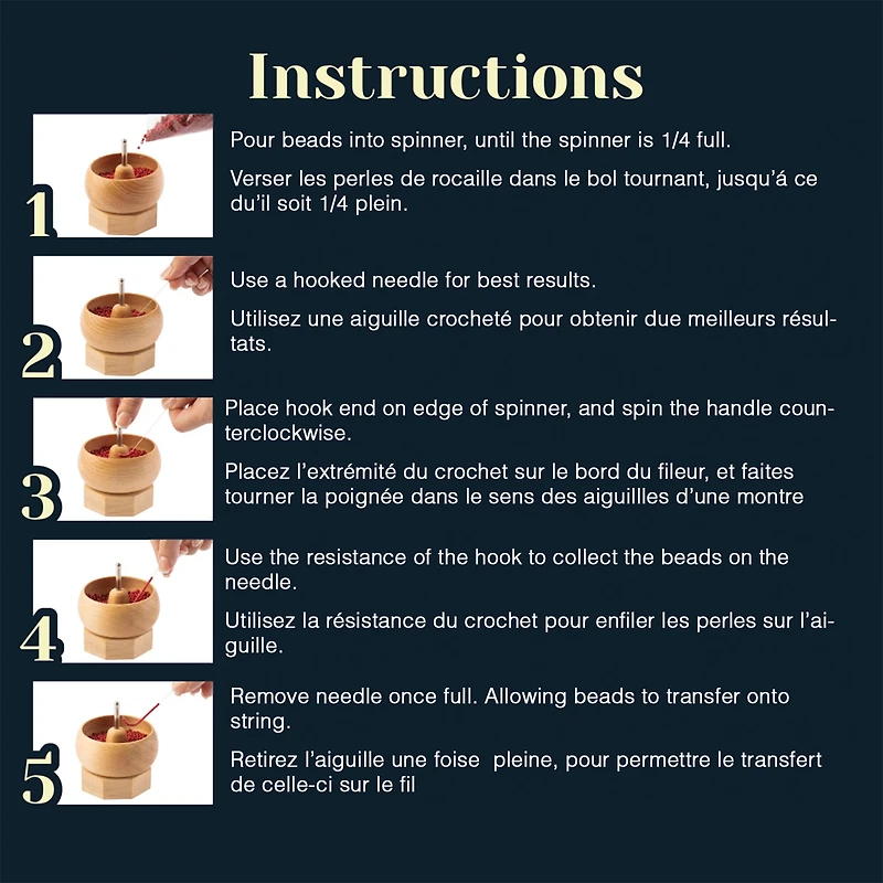 John Bead 3.6" x 3.6" Spin that Bead! Wooden Dual Bead Spinner with 2 Needles