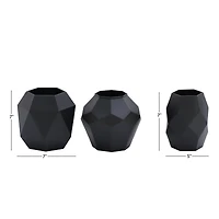 7" Black Metal Contemporary Vase Set
