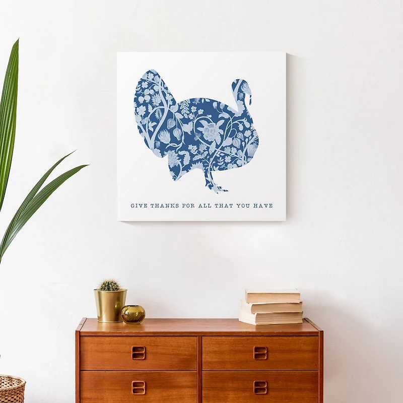 Floral Blue Turkey Canvas Wall Art