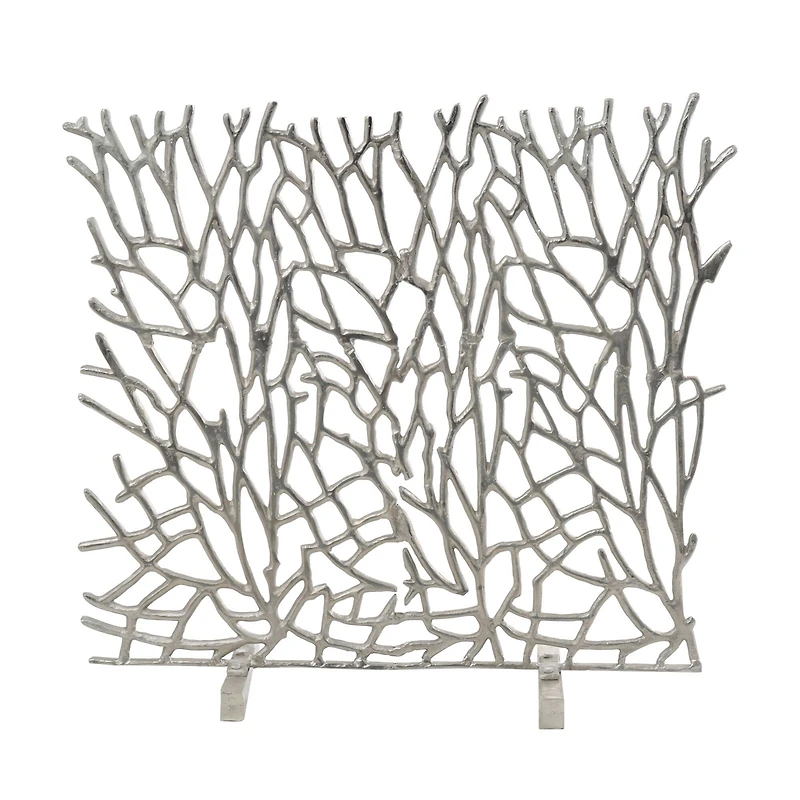 Coral Inspired Single Panel Aluminum Fireplace Screen