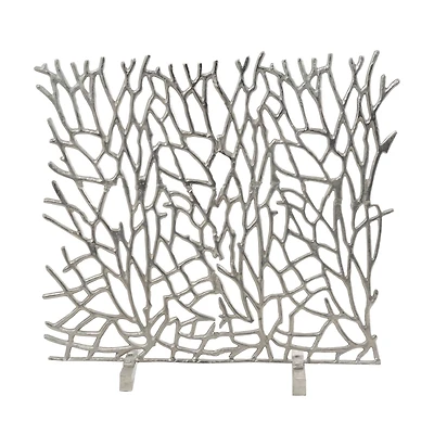 Coral Inspired Single Panel Aluminum Fireplace Screen