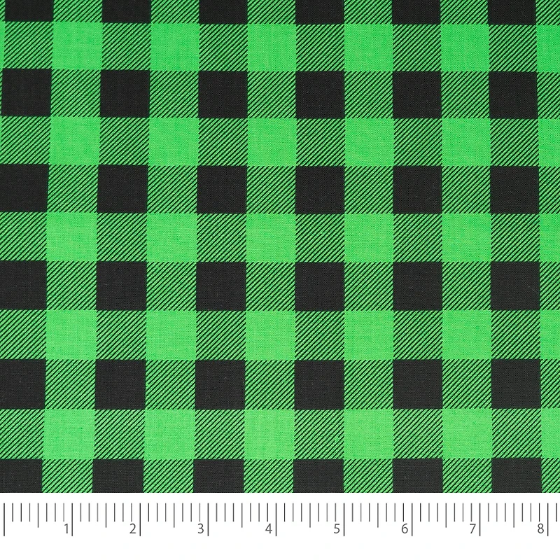 SINGER Christmas Holiday Green Buffalo Check Cotton Fabric