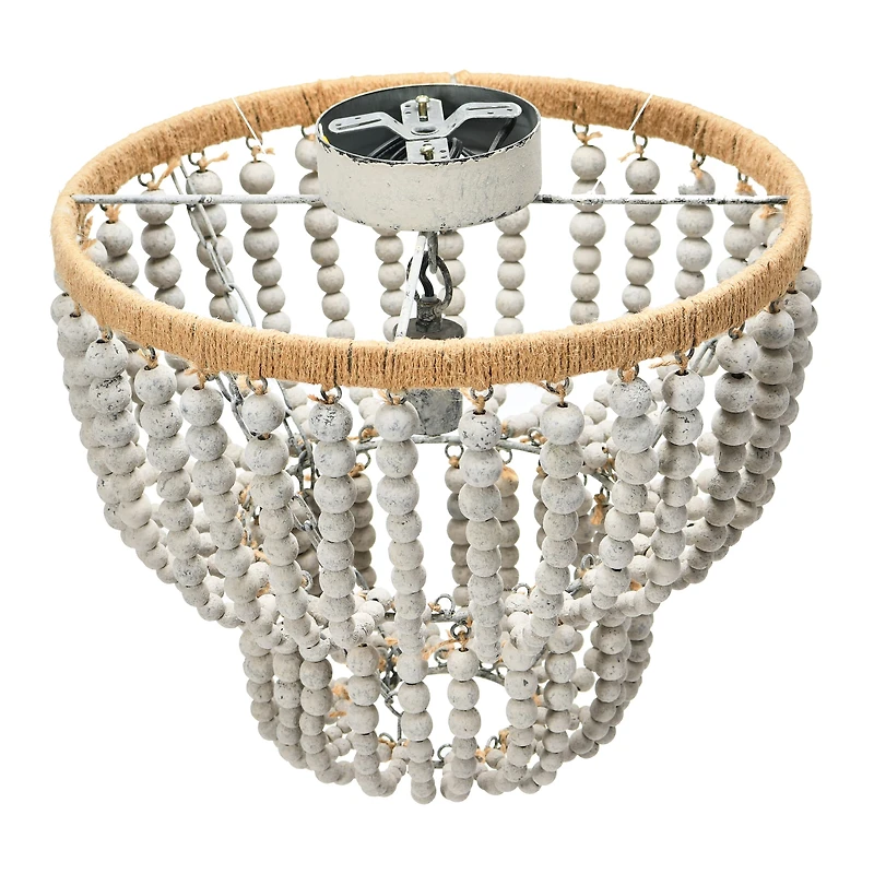 Hello Honey® Gray Wood Bead & Metal Semi-Flush Light