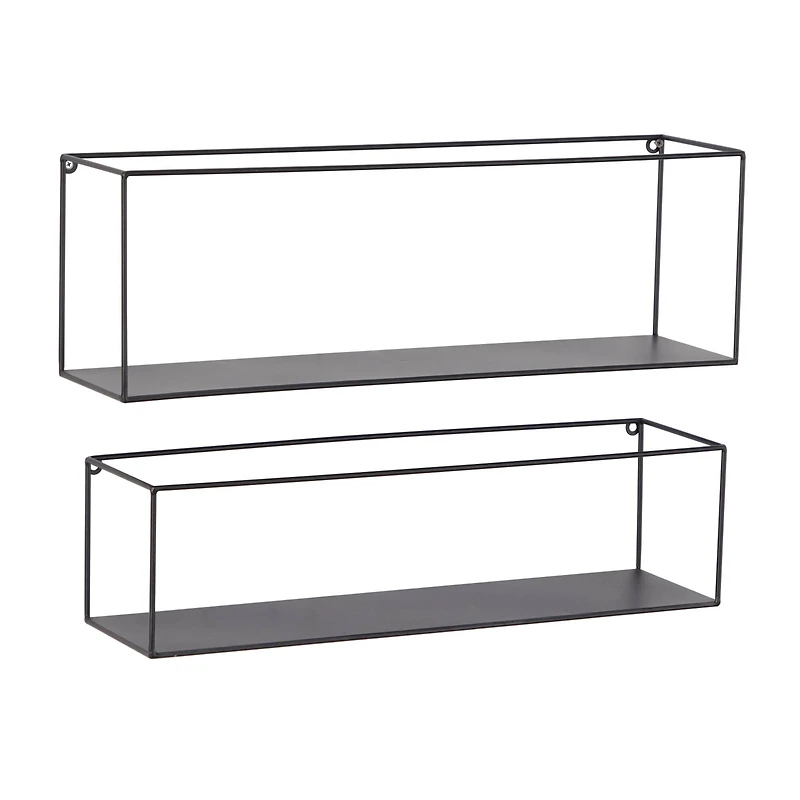 Black Metal Modern Wall Shelf, Set of 2 24", 23"
