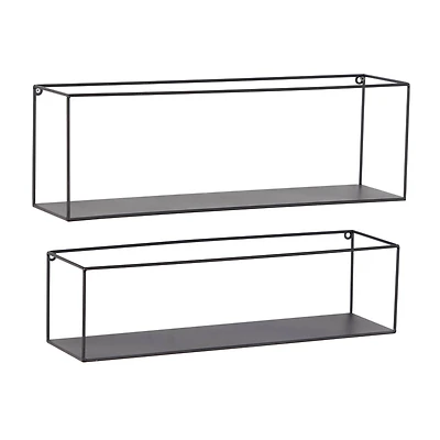 Black Metal Modern Wall Shelf, Set of 2 24", 23"