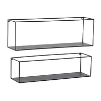 Black Metal Modern Wall Shelf, Set of 2 24", 23"