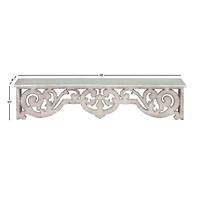 White Wood Farmhouse Wall Shelf, 10" x 48" x 8"