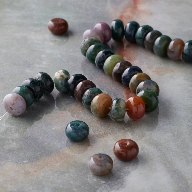 Green Agate Rondelle Beads, 8mm by Bead Landing™