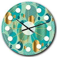 Designart 'Gold And Blue Dynamics Ii Mid-Century Modern Wall Clock