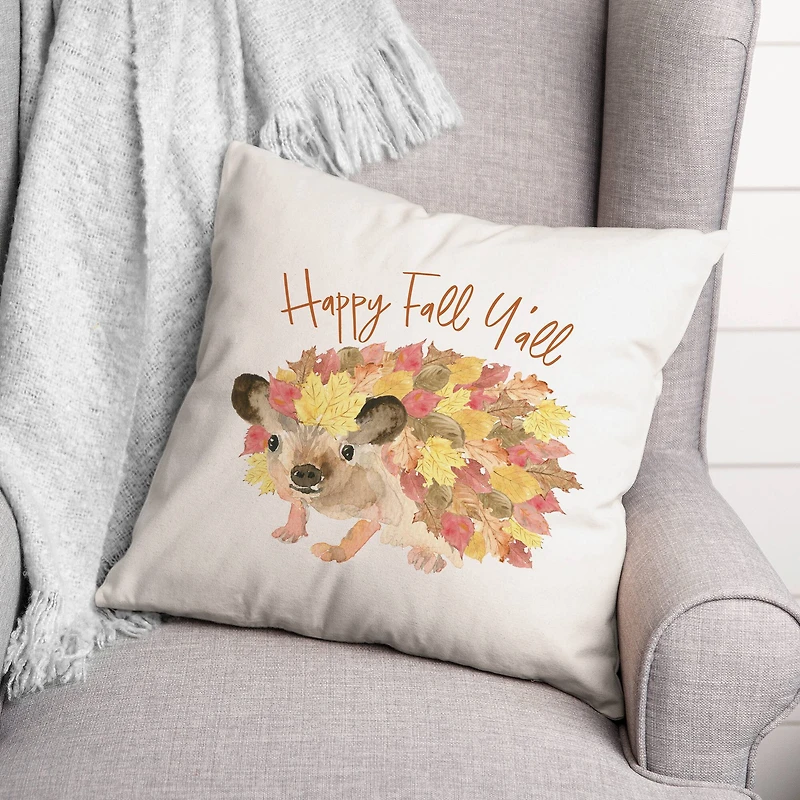 Happy Fall Hedgehog Throw Pillow