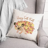 Happy Fall Hedgehog Throw Pillow