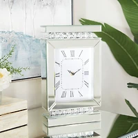 Silver MDF Glam Clock, 14" x 8" x 3"