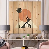 Designart - Modern Minimalist Mountain Sun and Moon