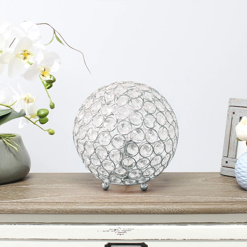Lalia Home 8" Medium Metal Crystal Round Orb Table Lamp
