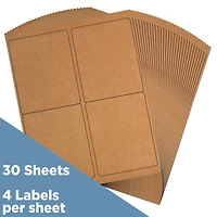 JAM Paper Quarter Sheet Brown Kraft Shipping Address Labels, 120ct.