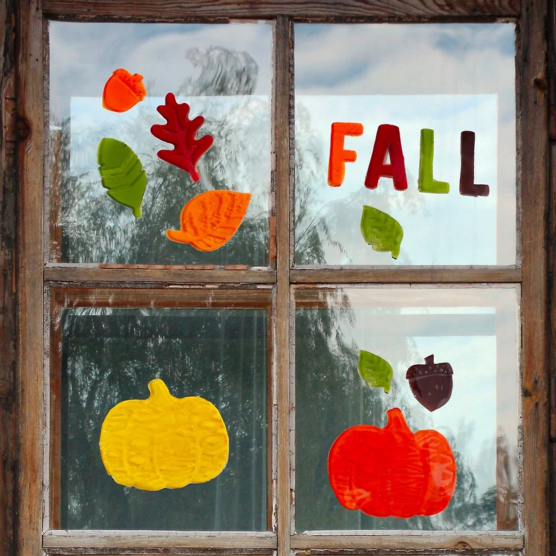 Fall Leaves & Pumpkins Thanksgiving Gel Window Clings