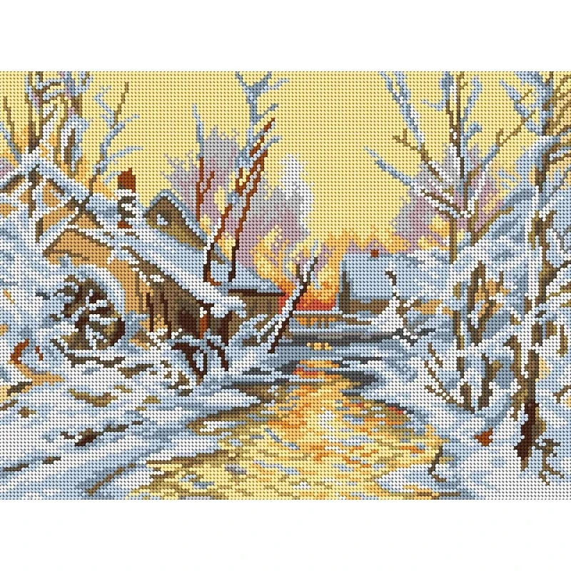 Orchidea Gobelin Walter Moras - Snowy Mill (fragment) Halfstitch Canvas