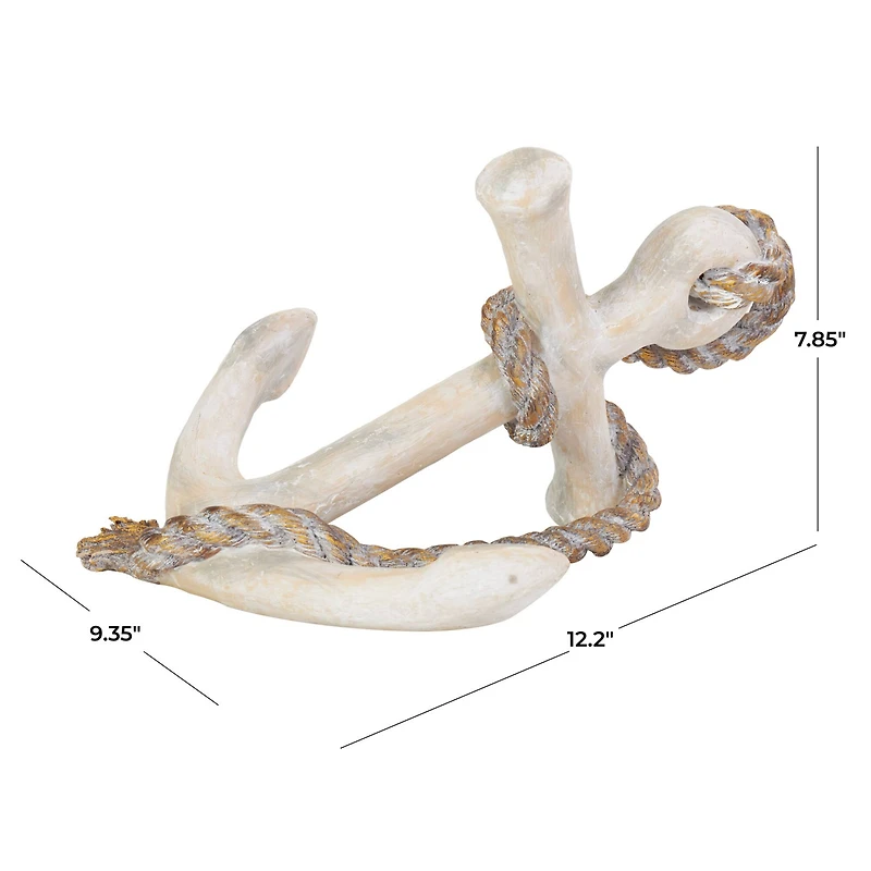 12" Anchor Distressed Sculpture with Rope