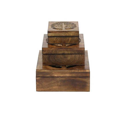 Brown Mango Wood Natural Box Set