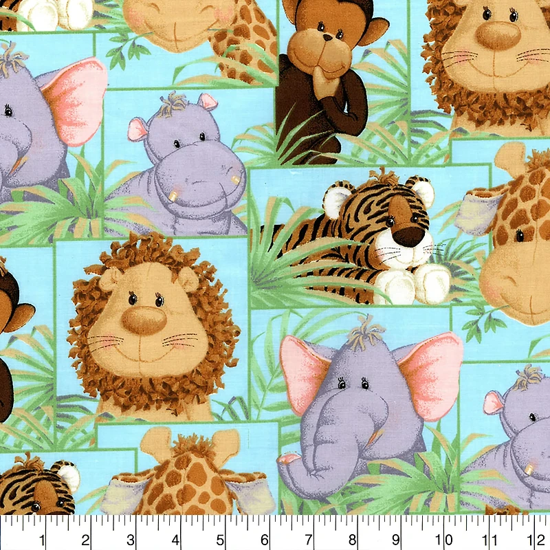 Fabric Traditions Light Green Jungle Babies Cotton Fabric