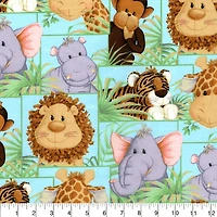 Fabric Traditions Light Green Jungle Babies Cotton Fabric