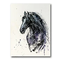 Designart - Portrait of Friesian Horse With Long Manes