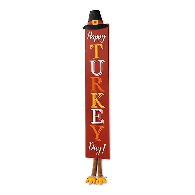 Glitzhome® 58.5" Thanksgiving Wood "HAPPY TURKEY DAY" Porch Sign