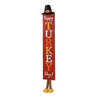 Glitzhome® 58.5" Thanksgiving Wood "HAPPY TURKEY DAY" Porch Sign