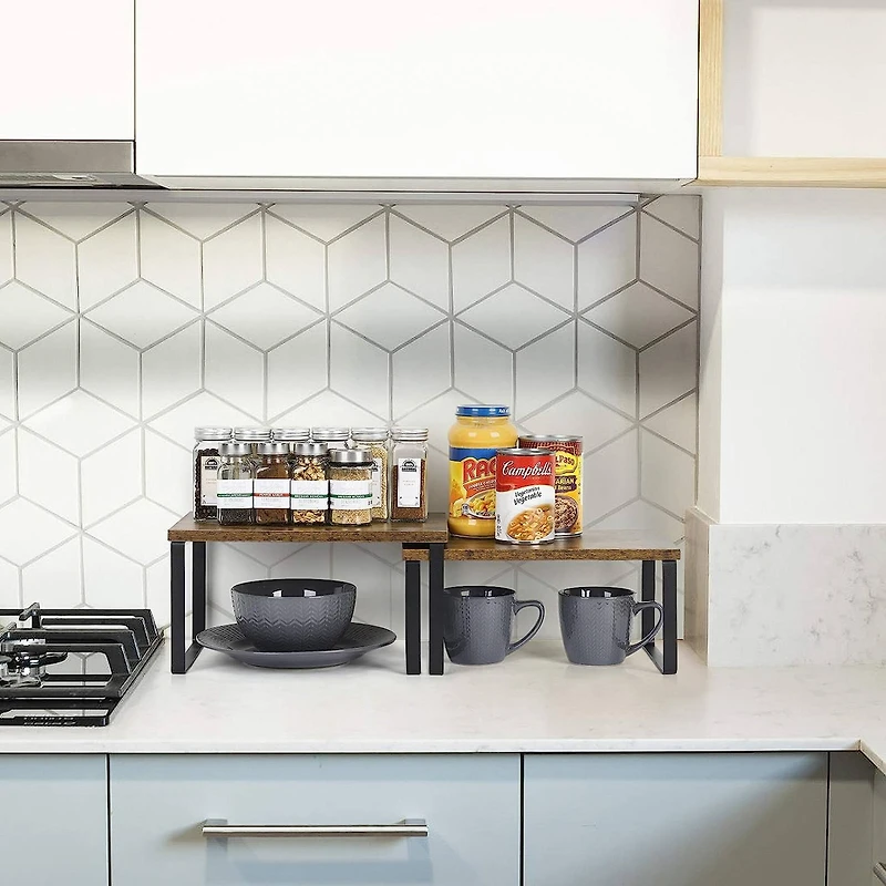 NEX™ 12" Rustic Brown & Black 3-Tier Kitchen Cabinet Organizer Set