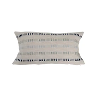 Hello Honey® Blue & White Embroidered Cotton Lumbar Pillow