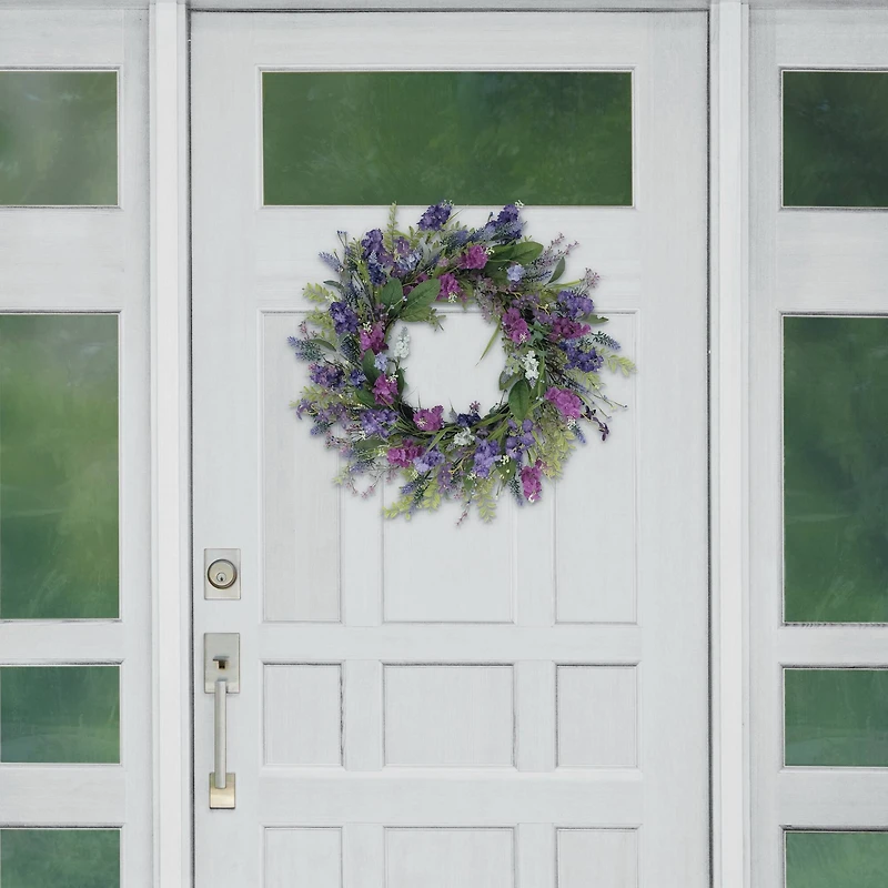 24" Mixed Lavender Floral Spring Wreath
