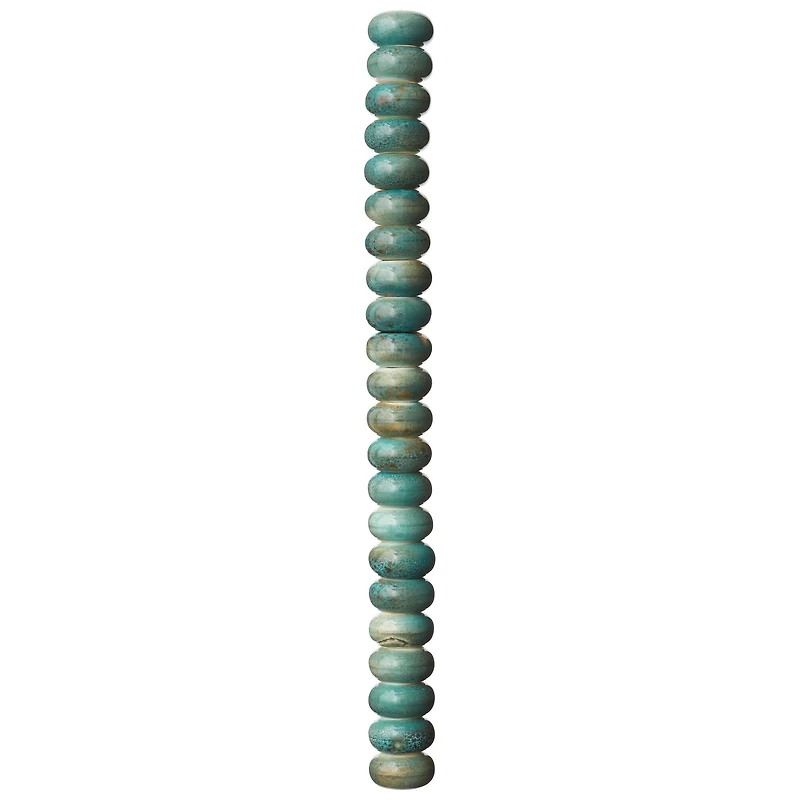 Aqua Ceramic Rondelle Beads, 14mm by Bead Landing™