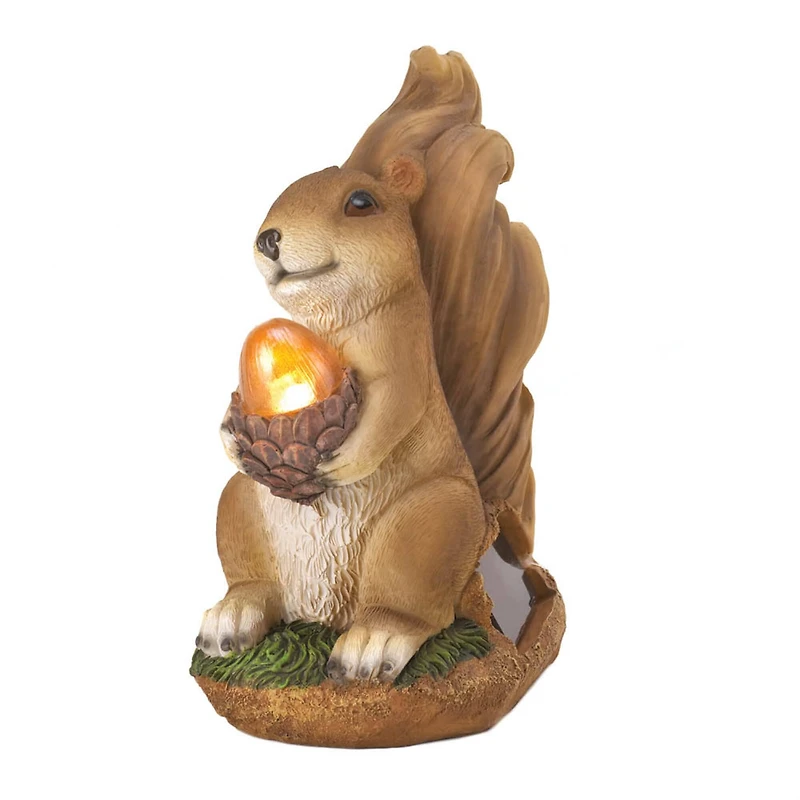 7" Squirrel Solar Statue