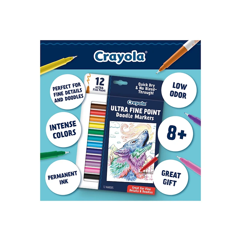 Crayola® Ultra Fine Point Doodle Markers, 12ct.