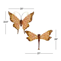 Set of 2 White Metal Farmhouse Garden Wall Decor, 25", 27"