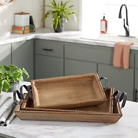 Brown Wood Coastal Style Tray Set