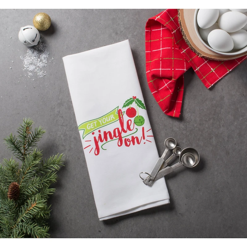 DII® Assorted Jingle On Holiday Printed Dishtowel Set