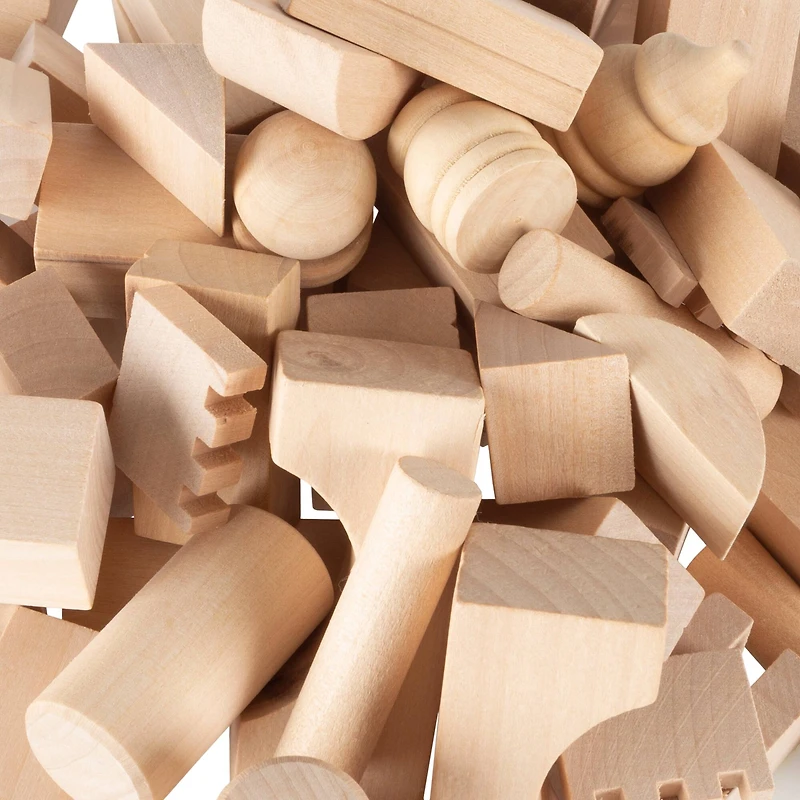 Toy Time Wooden Blocks Classic Building Set with Storage Bag