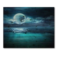 Designart - Romantic Moon Over Deep Blue Sea II