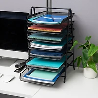 Mind Reader 7-Tier Paper Tray, Desktop Organizer, File Storage, Office, Metal Mesh, Black