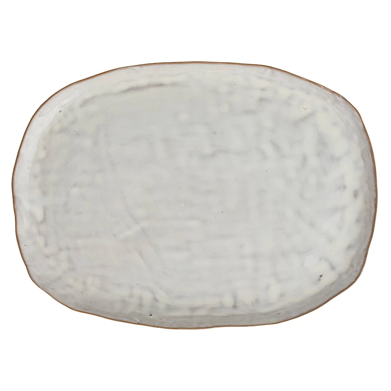 Hello Honey® 13.75" Acacia-Base White Stoneware Elegance Pedestal