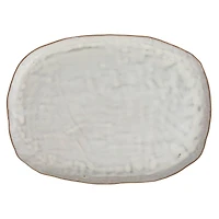 Hello Honey® 13.75" Acacia-Base White Stoneware Elegance Pedestal