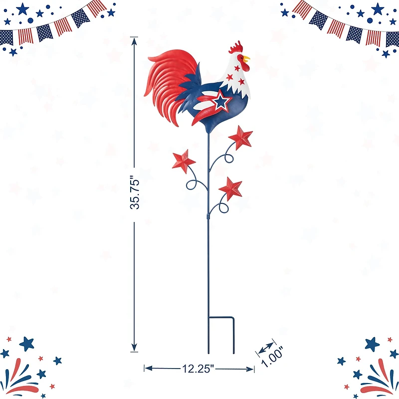 Glitzhome® 35.7" Patriotic Rooster Yard Stake