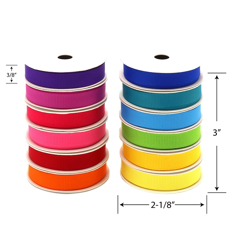 Gwen Studios 3/8" x 3yd. Brights Grosgrain Ribbon Pack, 12ct.