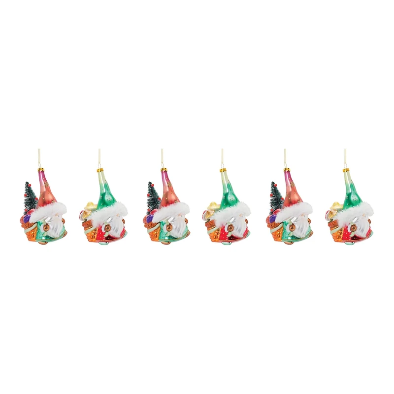 Glass Santa Gnome Ornament Set