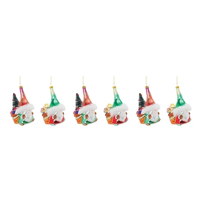 Glass Santa Gnome Ornament Set