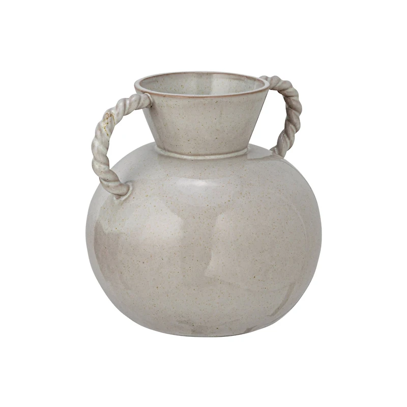 Hello Honey® 9.25" Cream Reactive Glaze Stoneware Vase with Twisted Handle
