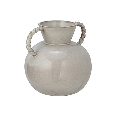 Hello Honey® 9.25" Cream Reactive Glaze Stoneware Vase with Twisted Handle