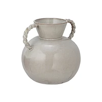 Hello Honey® 9.25" Cream Reactive Glaze Stoneware Vase with Twisted Handle